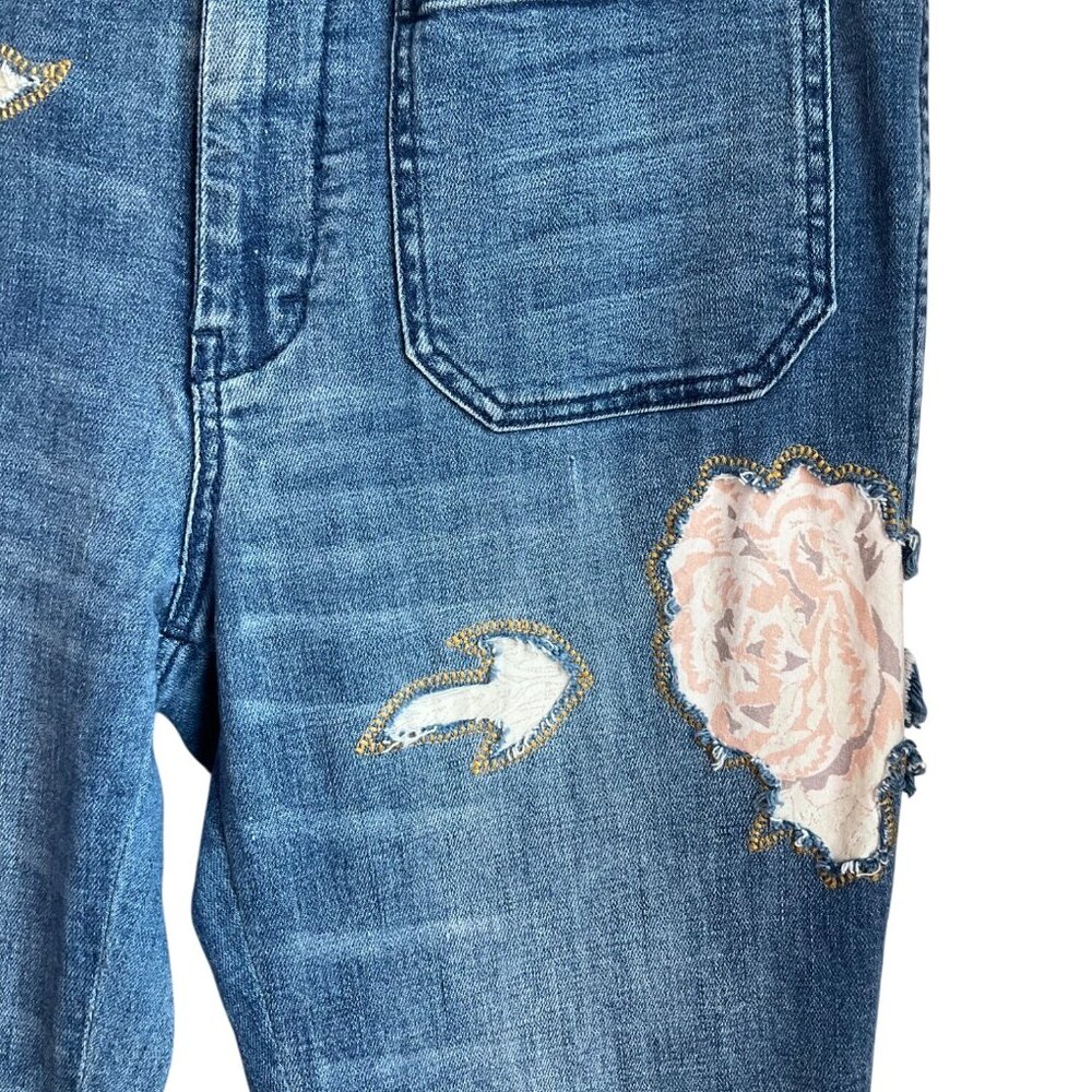 Pilcro by Anthropologie 31 High Rise Trouser Bootcut Flare Rose Patchwork Boho - Picture 6 of 16